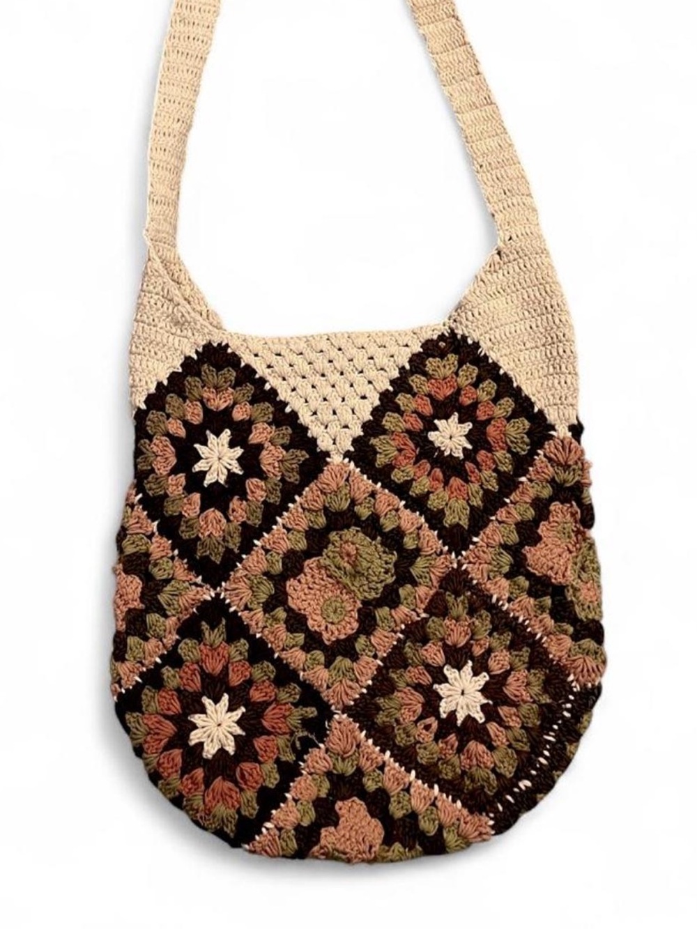 Urban Outfitters Crocheted Crossbody Bag in Cream and Multicolor